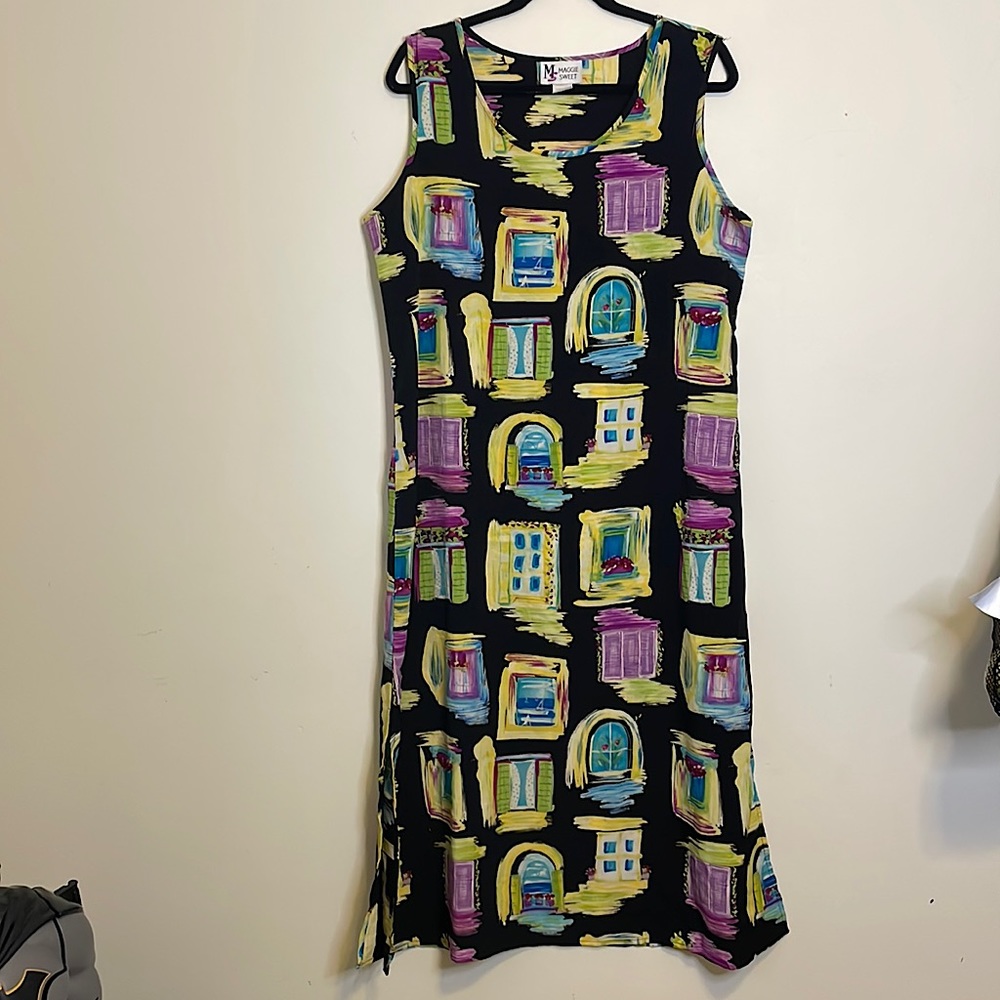 Women's Funky Window Print A-Line Dress size M